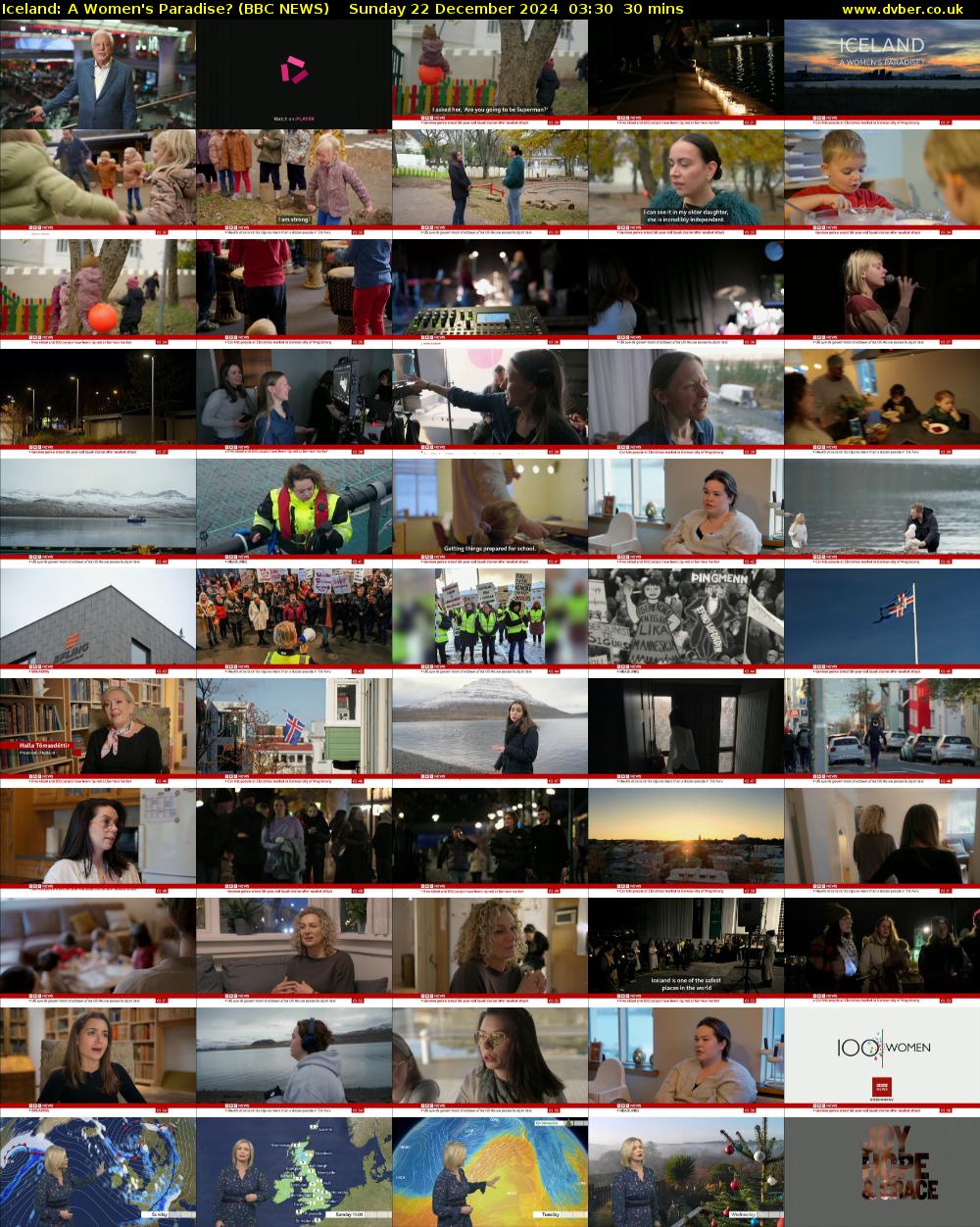 Iceland: A Women's Paradise? (BBC NEWS) Sunday 22 December 2024 03:30 - 04:00