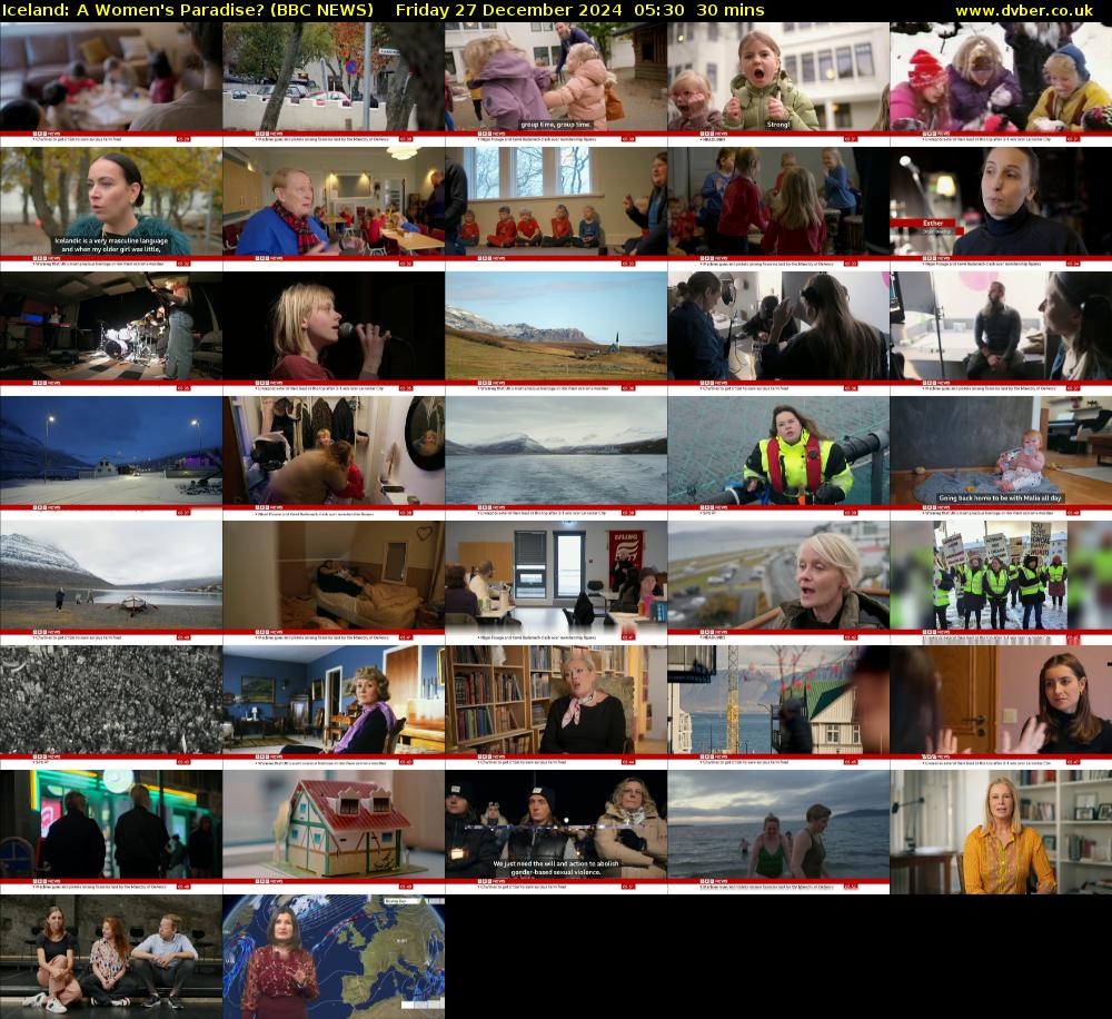 Iceland: A Women's Paradise? (BBC NEWS) Friday 27 December 2024 05:30 - 06:00