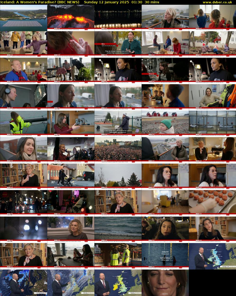 Iceland: A Women's Paradise? (BBC NEWS) Sunday 12 January 2025 01:30 - 02:00