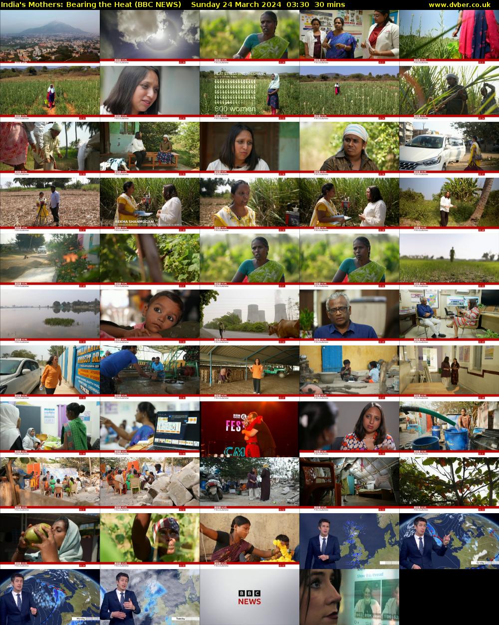 India's Mothers: Bearing the Heat (BBC NEWS) Sunday 24 March 2024 03:30 - 04:00