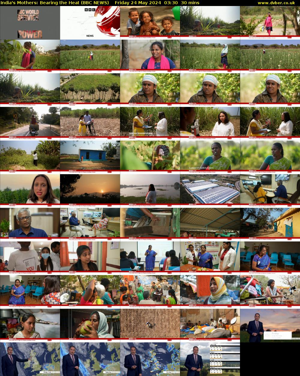 India's Mothers: Bearing the Heat (BBC NEWS) Friday 24 May 2024 03:30 - 04:00