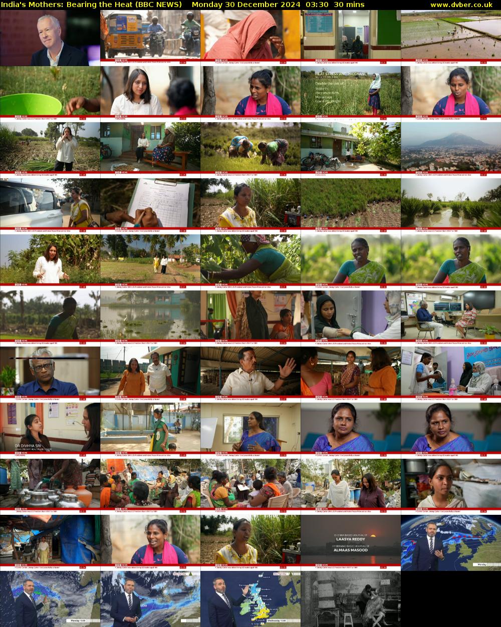 India's Mothers: Bearing the Heat (BBC NEWS) Monday 30 December 2024 03:30 - 04:00