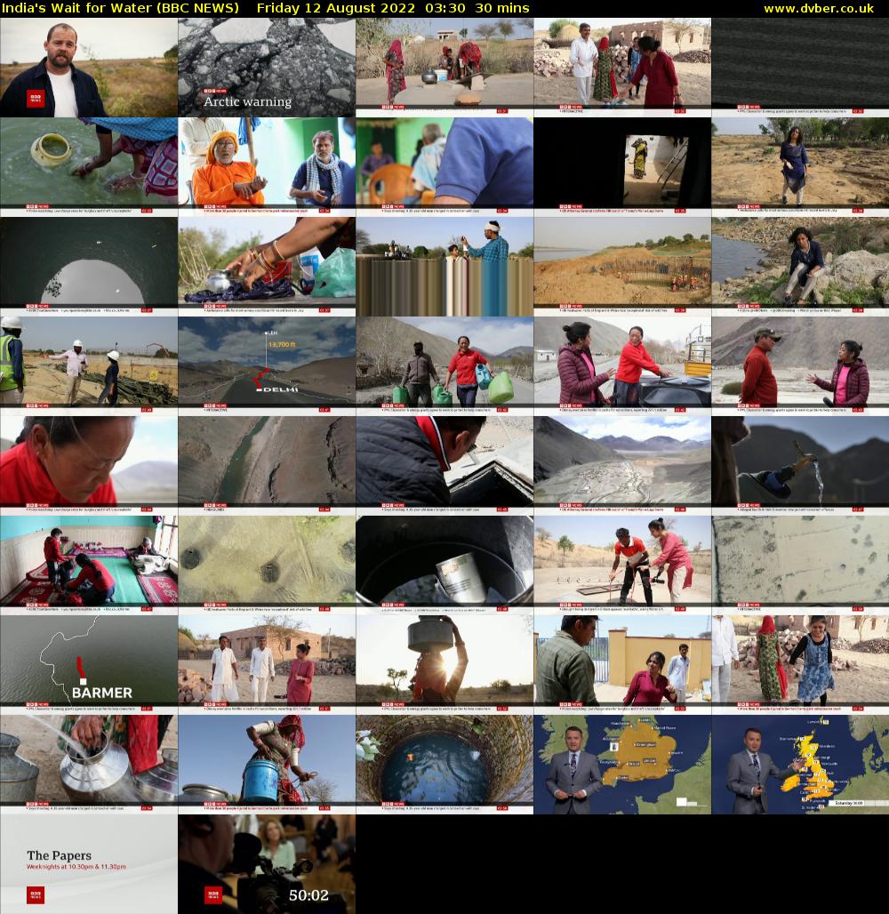 India's Wait for Water (BBC NEWS) Friday 12 August 2022 03:30 - 04:00