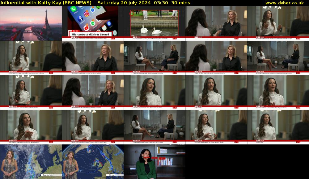 Influential with Katty Kay (BBC NEWS) Saturday 20 July 2024 03:30 - 04:00