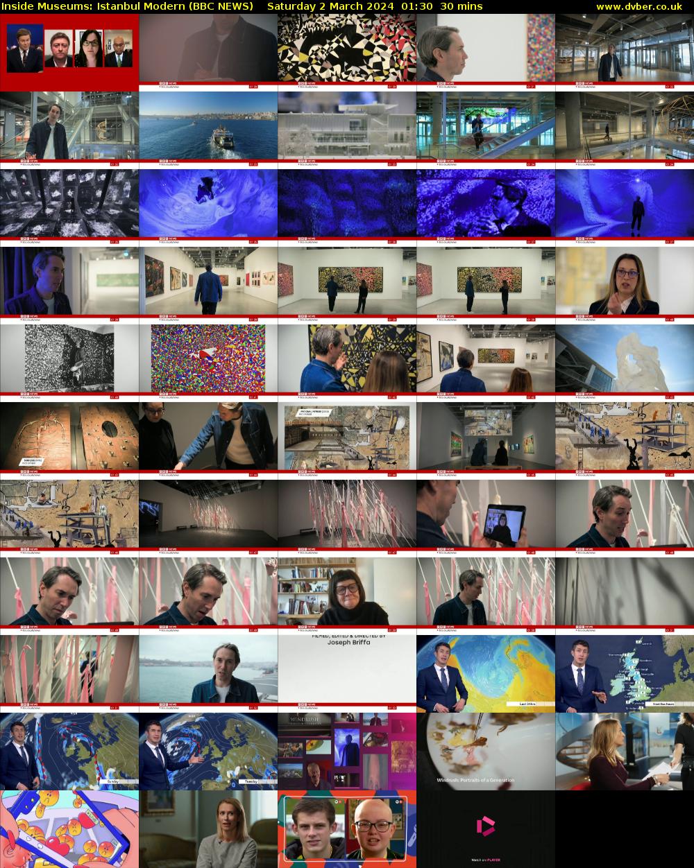 Inside Museums: Istanbul Modern (BBC NEWS) Saturday 2 March 2024 01:30 - 02:00