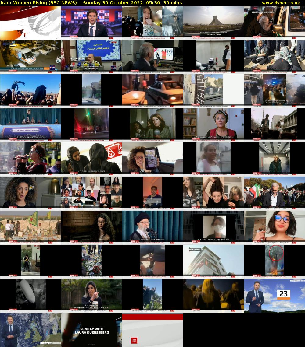 Iran: Women Rising (BBC NEWS) Sunday 30 October 2022 05:30 - 06:00