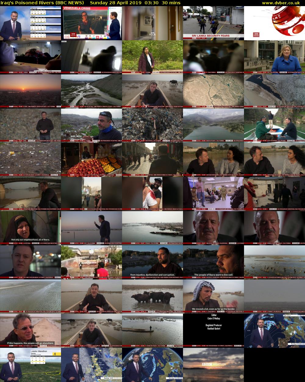 Iraq's Poisoned Rivers (BBC NEWS) Sunday 28 April 2019 03:30 - 04:00