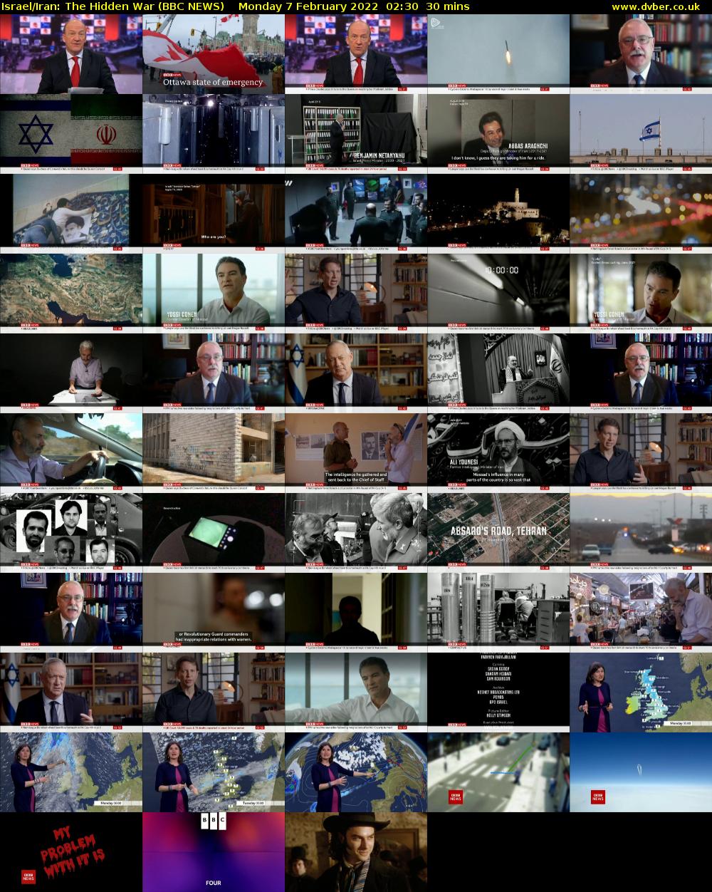 Israel/Iran: The Hidden War (BBC NEWS) Monday 7 February 2022 02:30 - 03:00