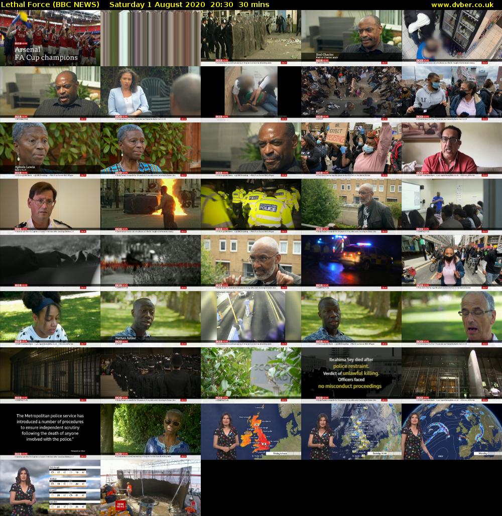 Lethal Force (BBC NEWS) Saturday 1 August 2020 20:30 - 21:00