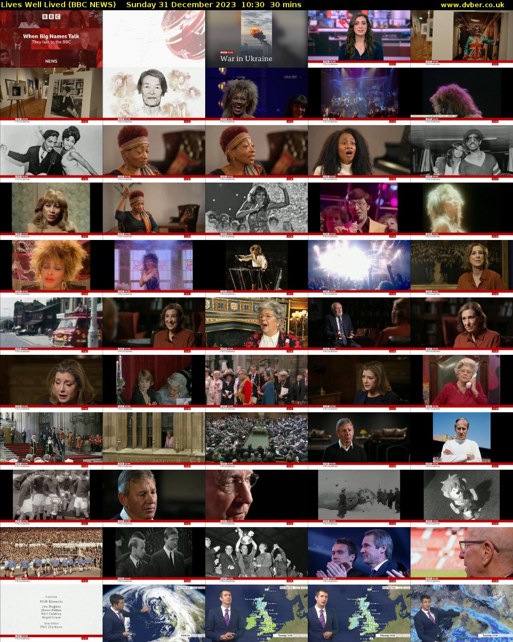 Lives Well Lived (BBC NEWS) Sunday 31 December 2023 10:30 - 11:00