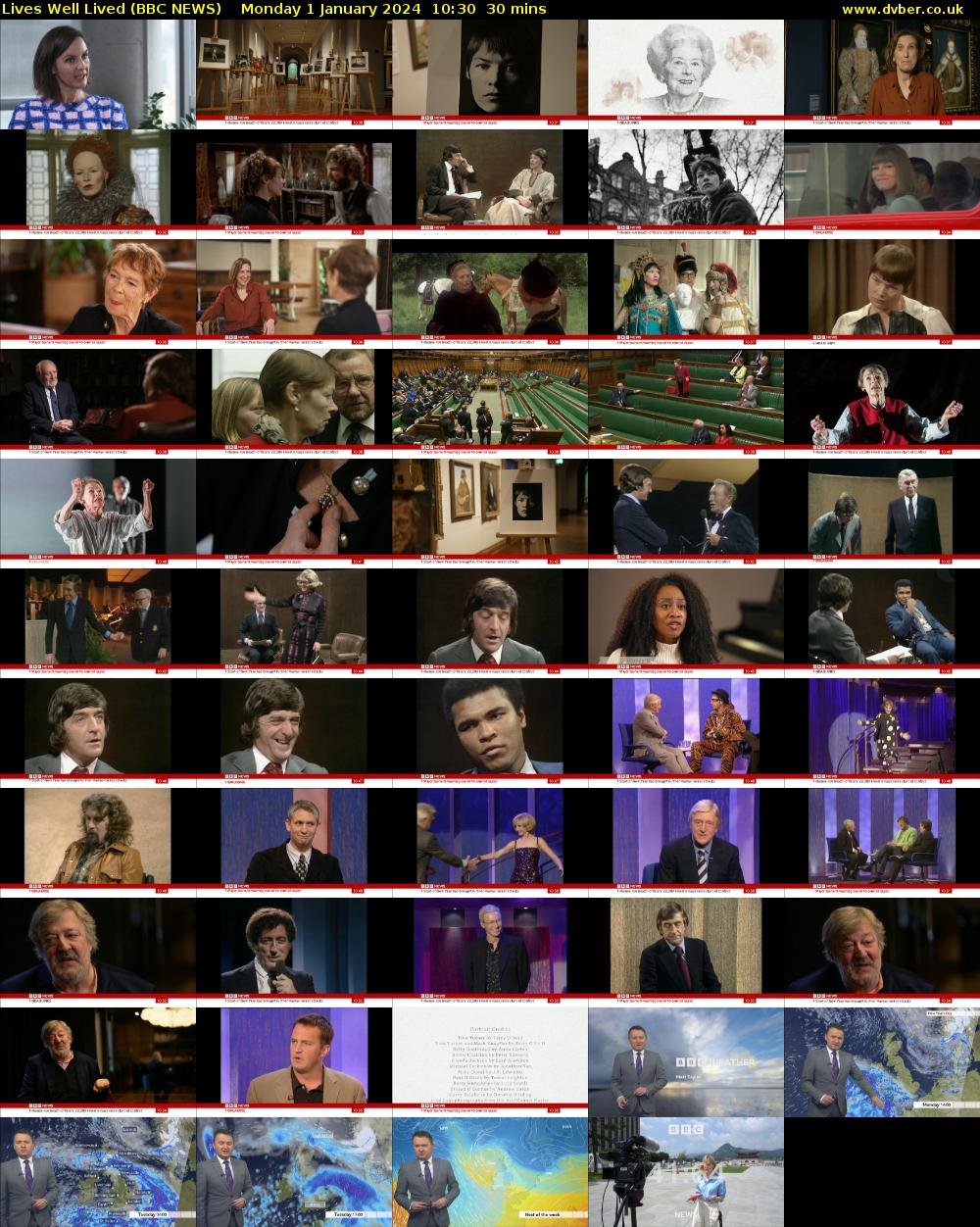 Lives Well Lived (BBC NEWS) Monday 1 January 2024 10:30 - 11:00