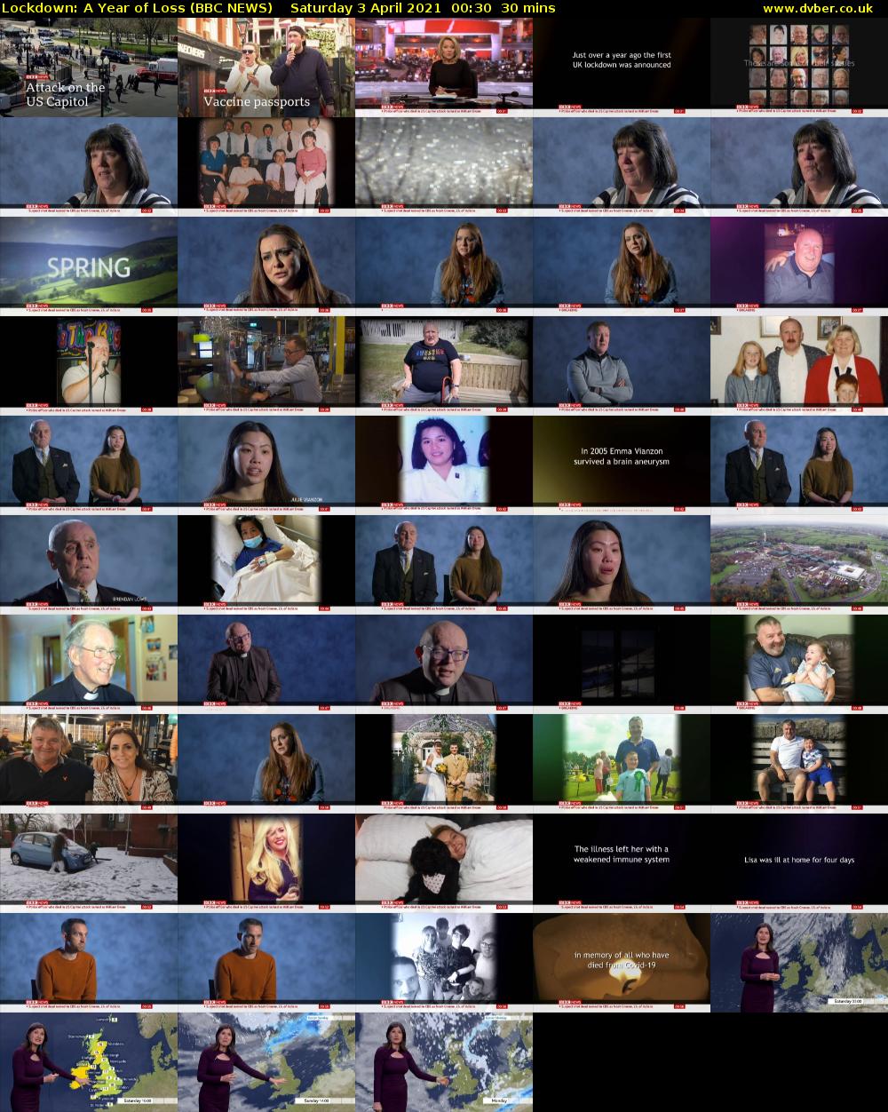 Lockdown: A Year of Loss (BBC NEWS) Saturday 3 April 2021 00:30 - 01:00
