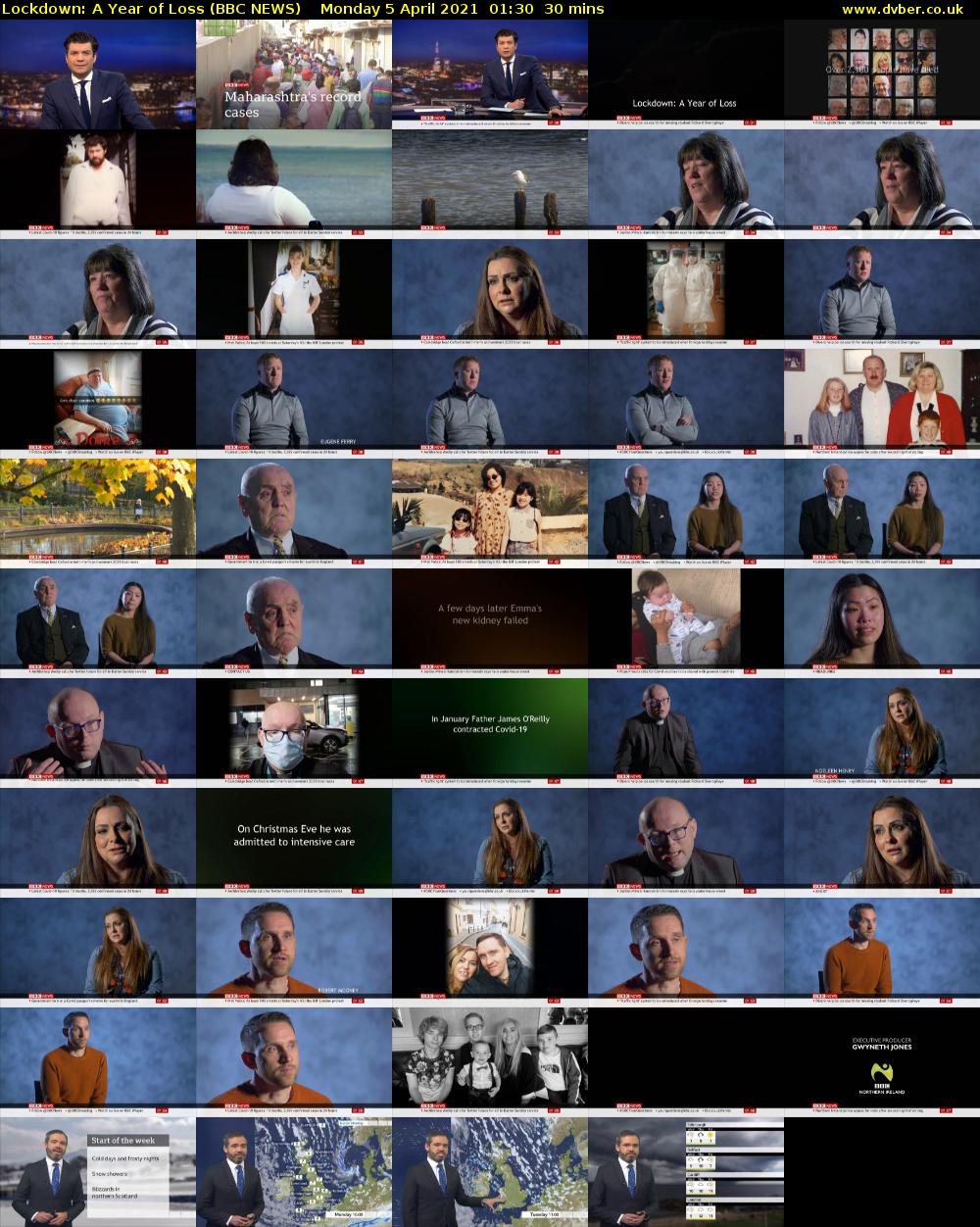 Lockdown: A Year of Loss (BBC NEWS) Monday 5 April 2021 01:30 - 02:00
