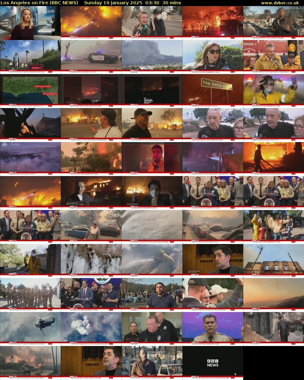 Los Angeles on Fire (BBC NEWS) Sunday 19 January 2025 03:30 - 04:00