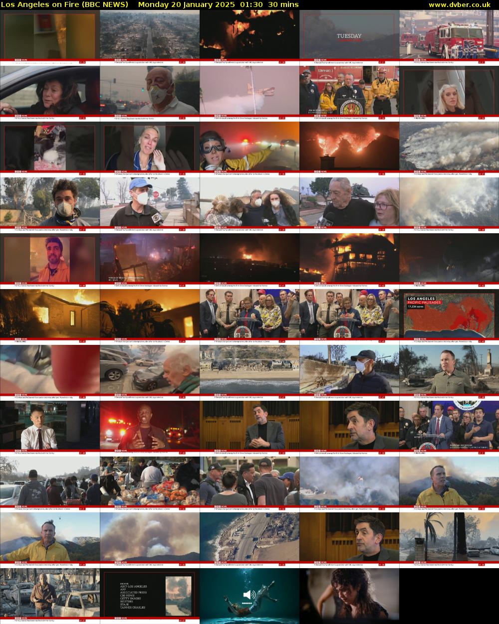 Los Angeles on Fire (BBC NEWS) Monday 20 January 2025 01:30 - 02:00