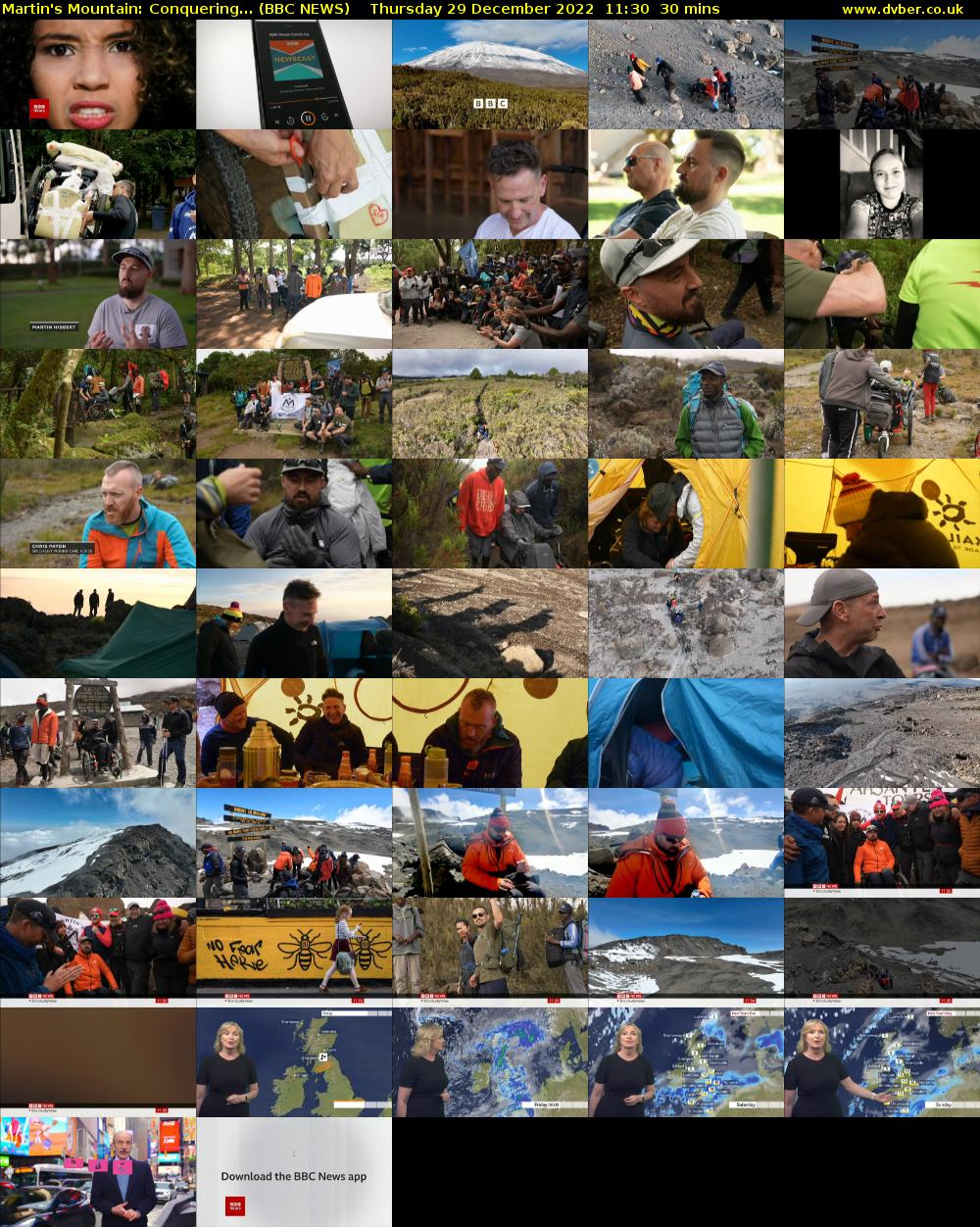 Martin's Mountain: Conquering... (BBC NEWS) Thursday 29 December 2022 11:30 - 12:00
