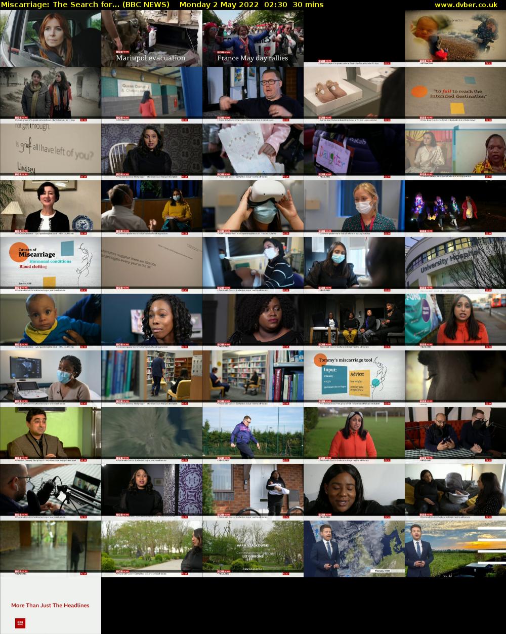 Miscarriage: The Search for... (BBC NEWS) Monday 2 May 2022 02:30 - 03:00