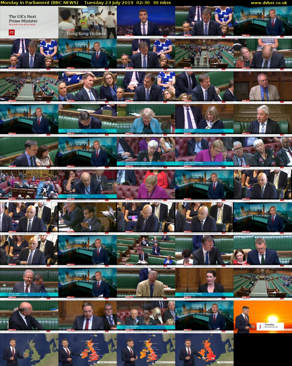 Monday in Parliament (BBC NEWS) Tuesday 23 July 2019 02:30 - 03:00