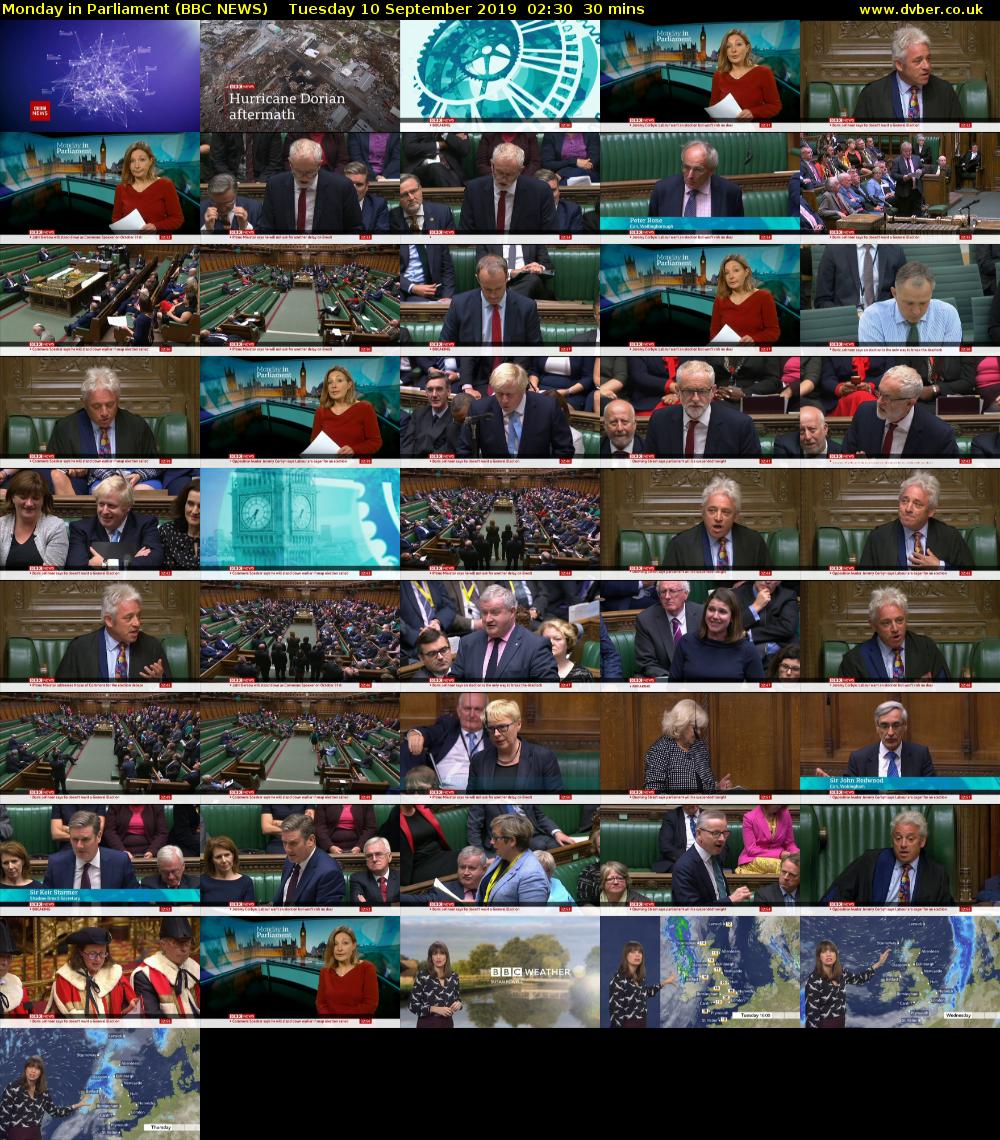 Monday in Parliament (BBC NEWS) Tuesday 10 September 2019 02:30 - 03:00