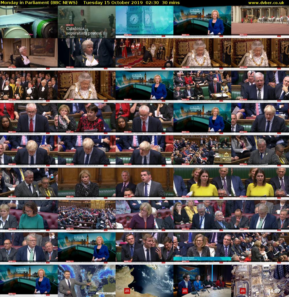 Monday in Parliament (BBC NEWS) Tuesday 15 October 2019 02:30 - 03:00