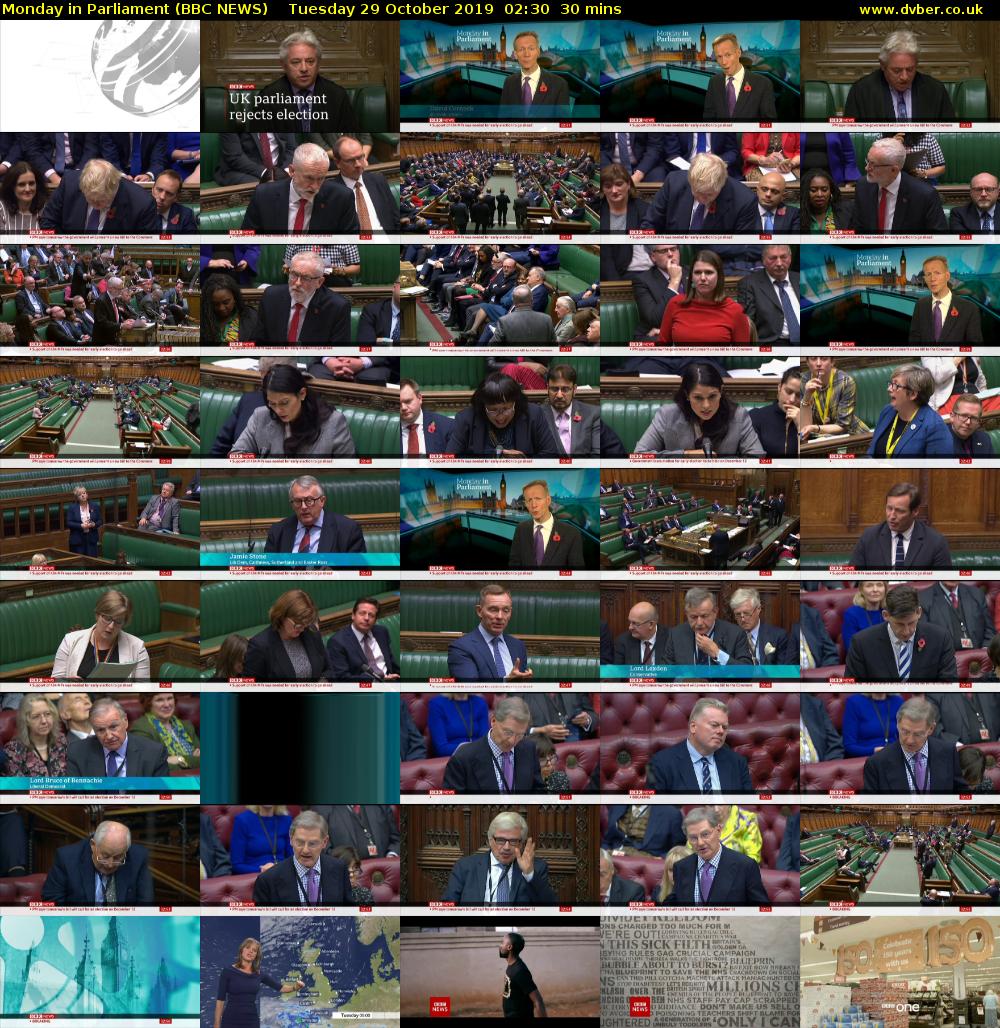 Monday in Parliament (BBC NEWS) Tuesday 29 October 2019 02:30 - 03:00