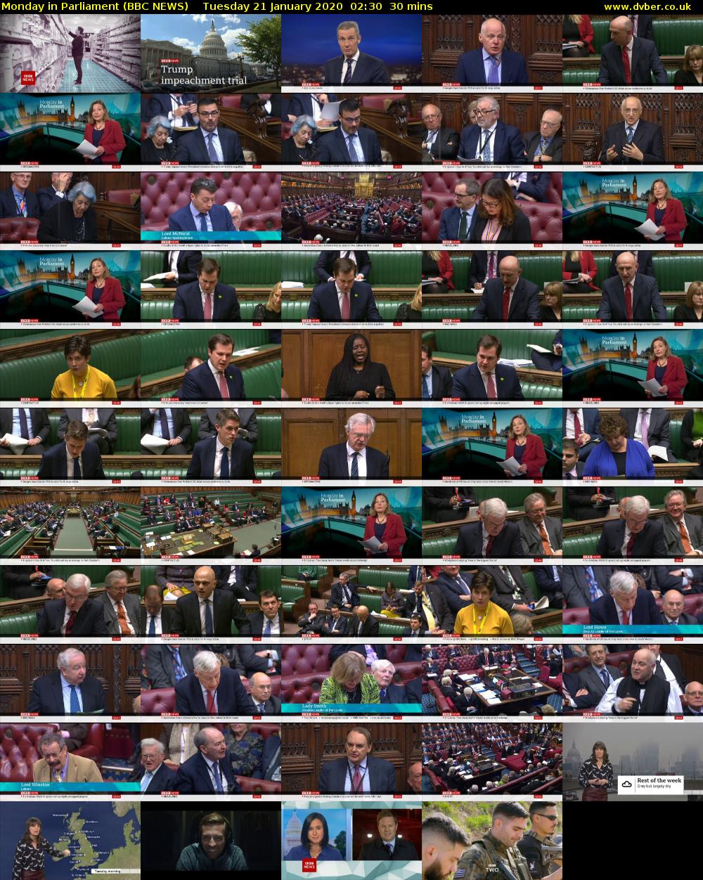 Monday in Parliament (BBC NEWS) Tuesday 21 January 2020 02:30 - 03:00