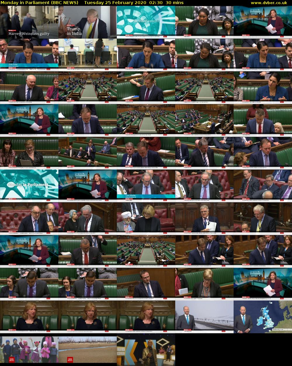 Monday in Parliament (BBC NEWS) Tuesday 25 February 2020 02:30 - 03:00