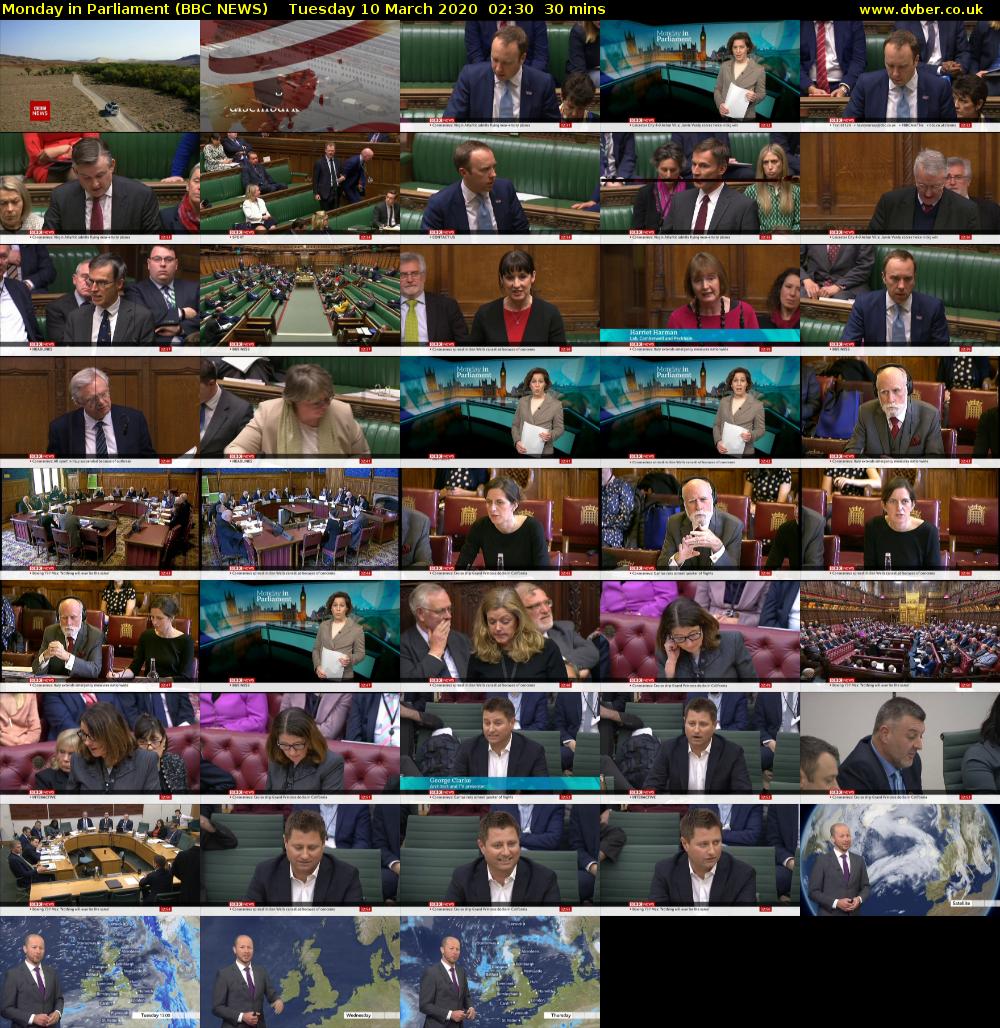 Monday in Parliament (BBC NEWS) Tuesday 10 March 2020 02:30 - 03:00