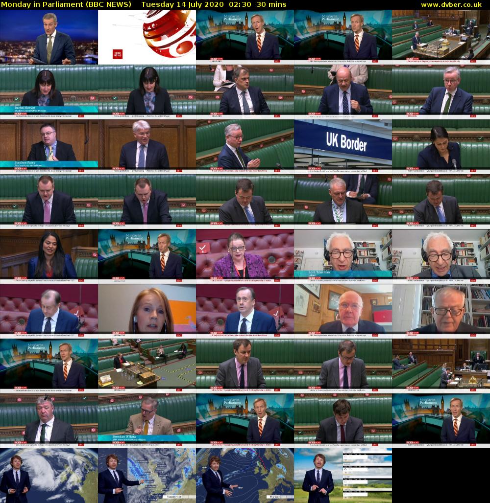 Monday in Parliament (BBC NEWS) Tuesday 14 July 2020 02:30 - 03:00