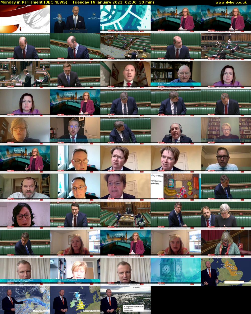Monday in Parliament (BBC NEWS) Tuesday 19 January 2021 02:30 - 03:00