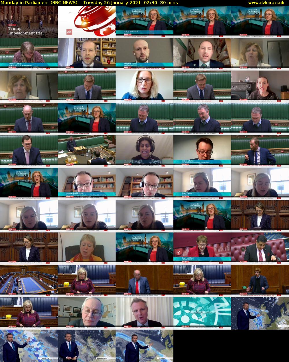 Monday in Parliament (BBC NEWS) Tuesday 26 January 2021 02:30 - 03:00