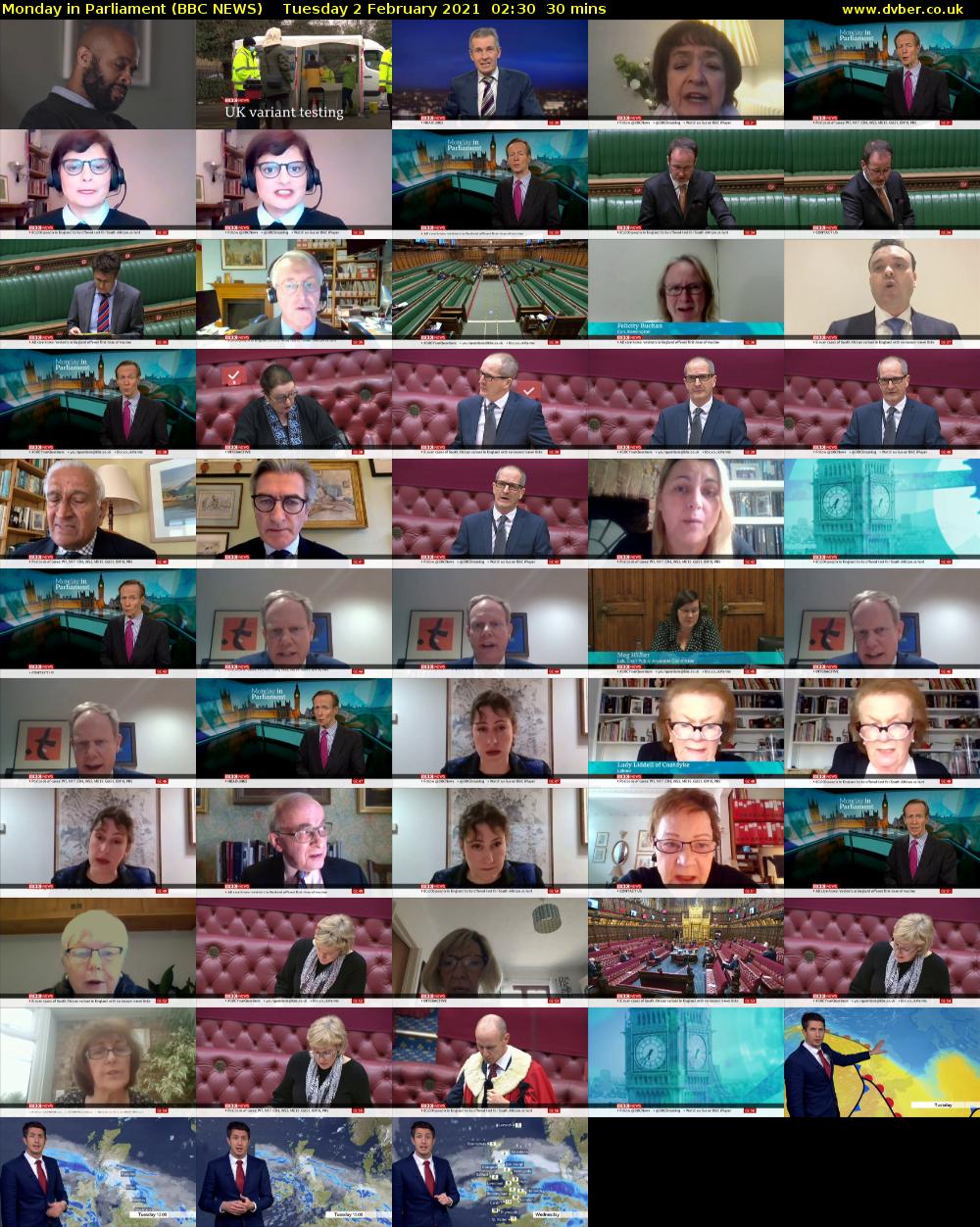 Monday in Parliament (BBC NEWS) Tuesday 2 February 2021 02:30 - 03:00
