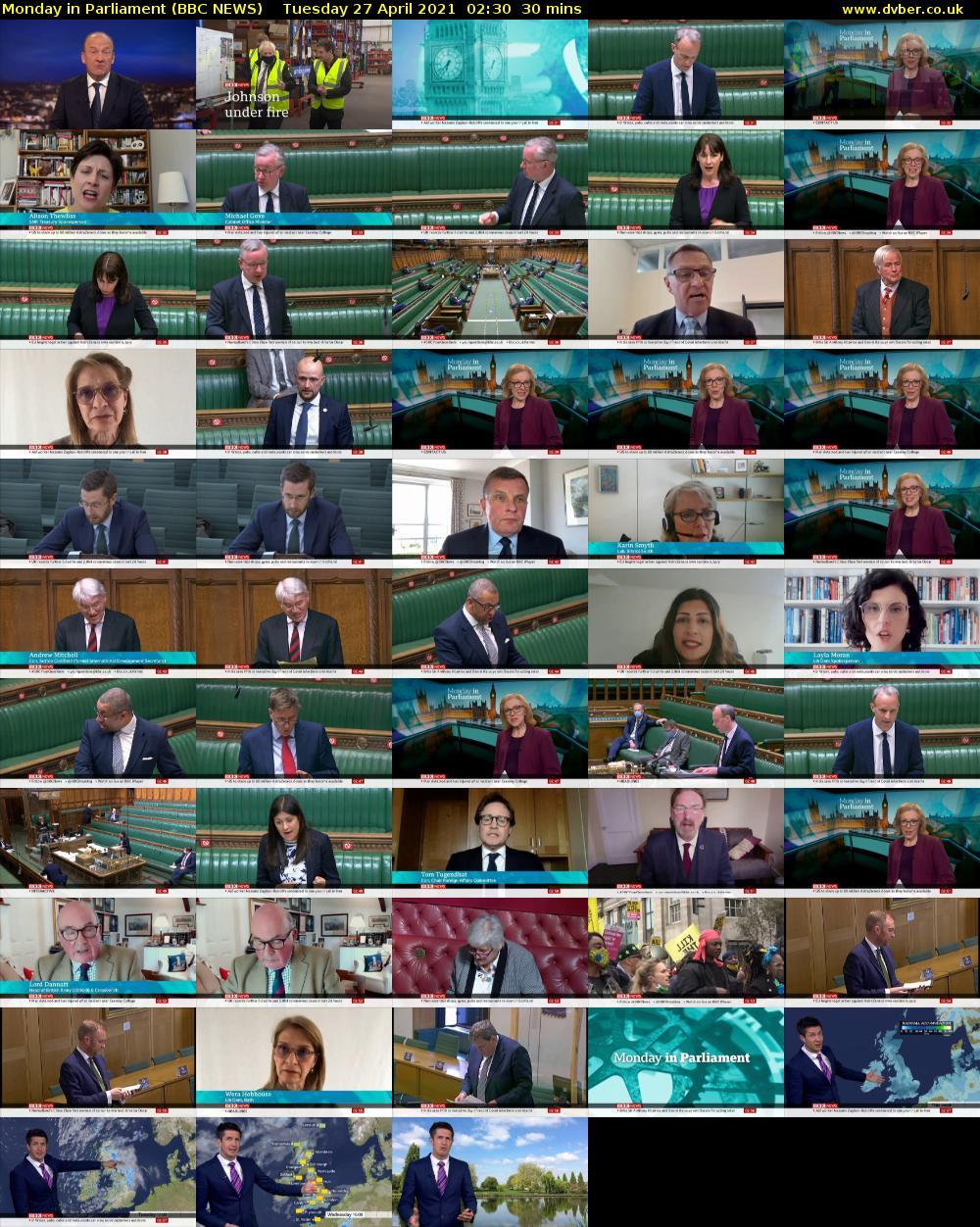 Monday in Parliament (BBC NEWS) Tuesday 27 April 2021 02:30 - 03:00