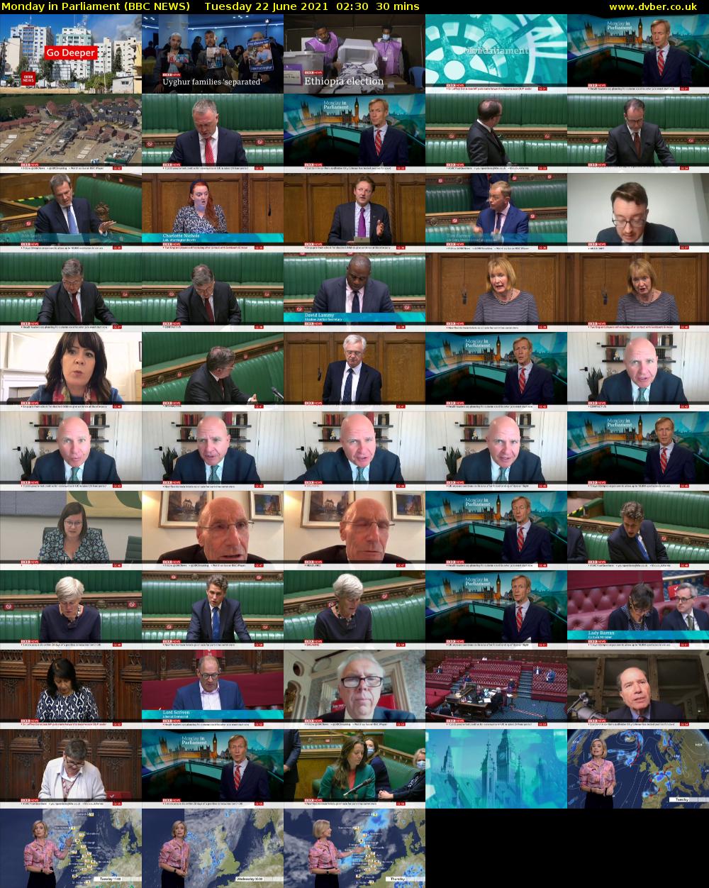 Monday in Parliament (BBC NEWS) Tuesday 22 June 2021 02:30 - 03:00
