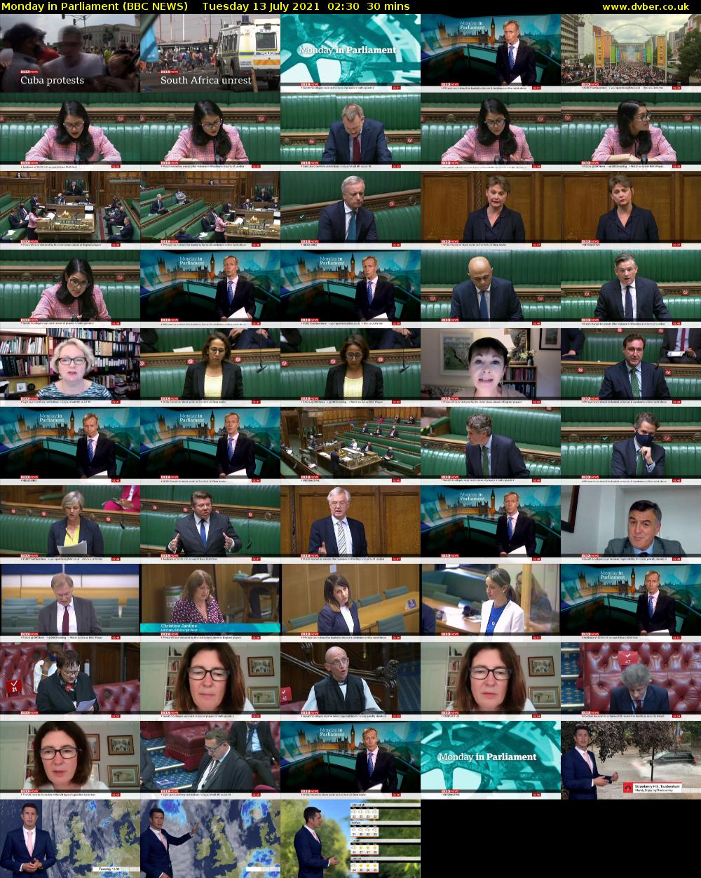 Monday in Parliament (BBC NEWS) Tuesday 13 July 2021 02:30 - 03:00