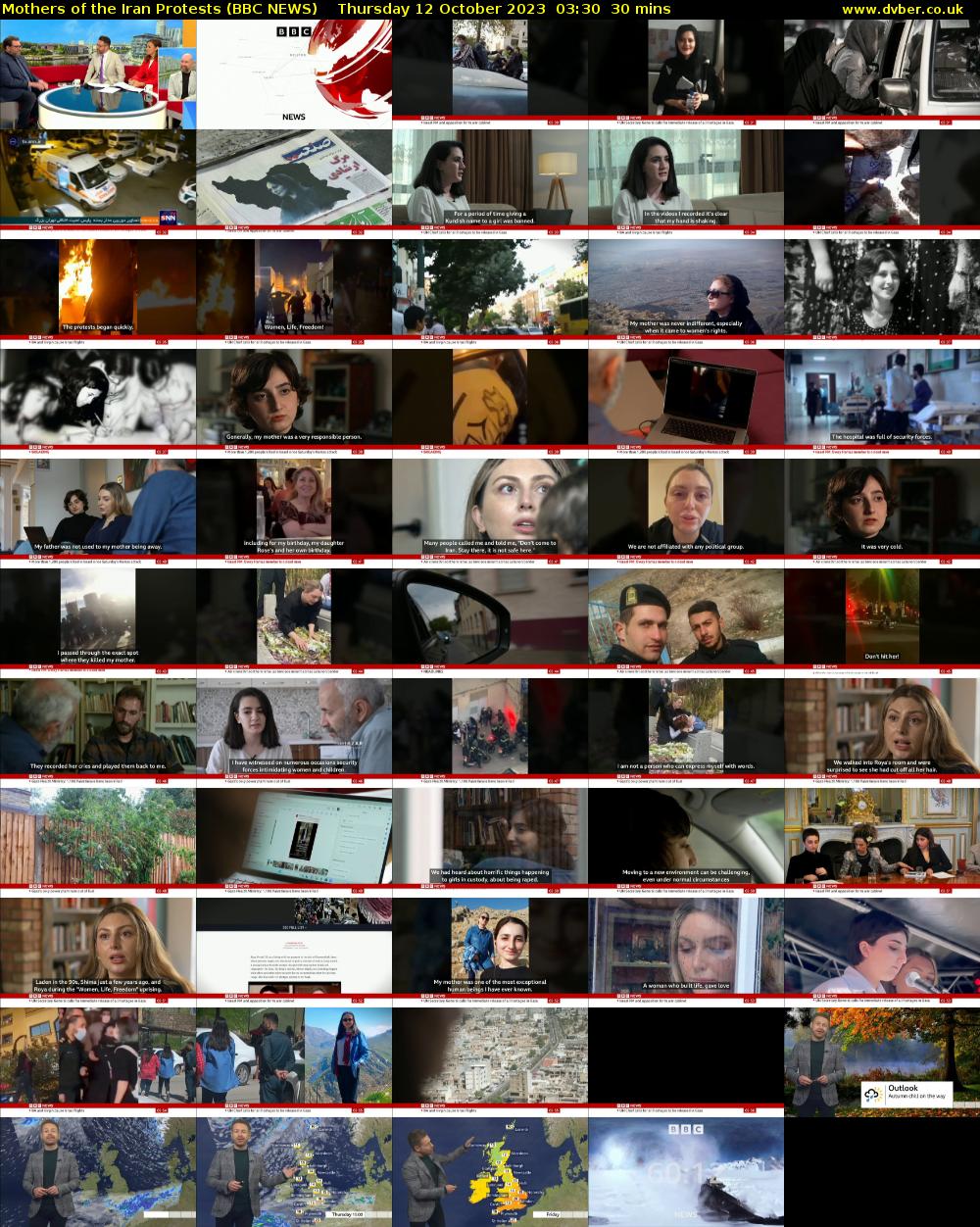 Mothers of the Iran Protests (BBC NEWS) Thursday 12 October 2023 03:30 - 04:00