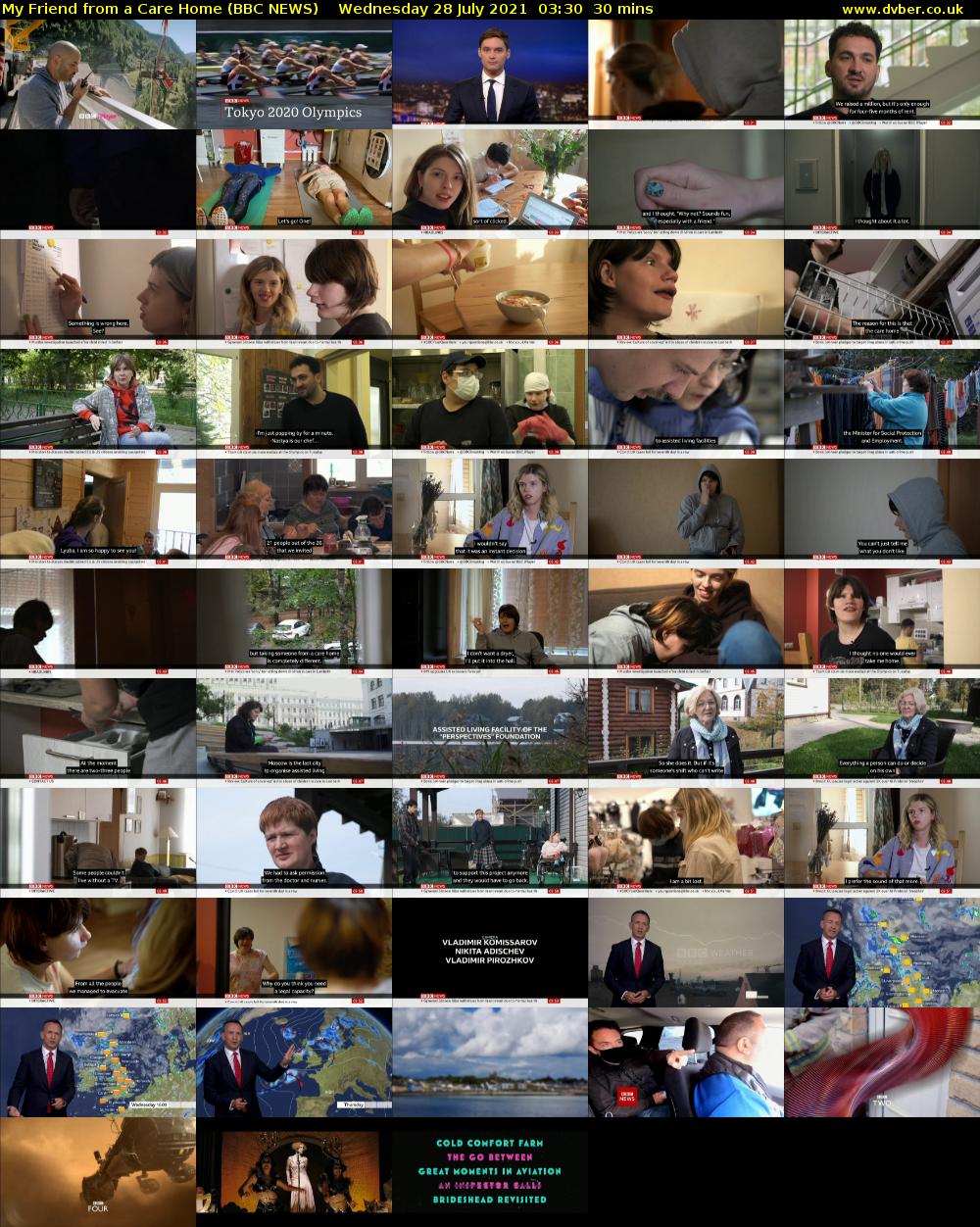 My Friend from a Care Home (BBC NEWS) Wednesday 28 July 2021 03:30 - 04:00