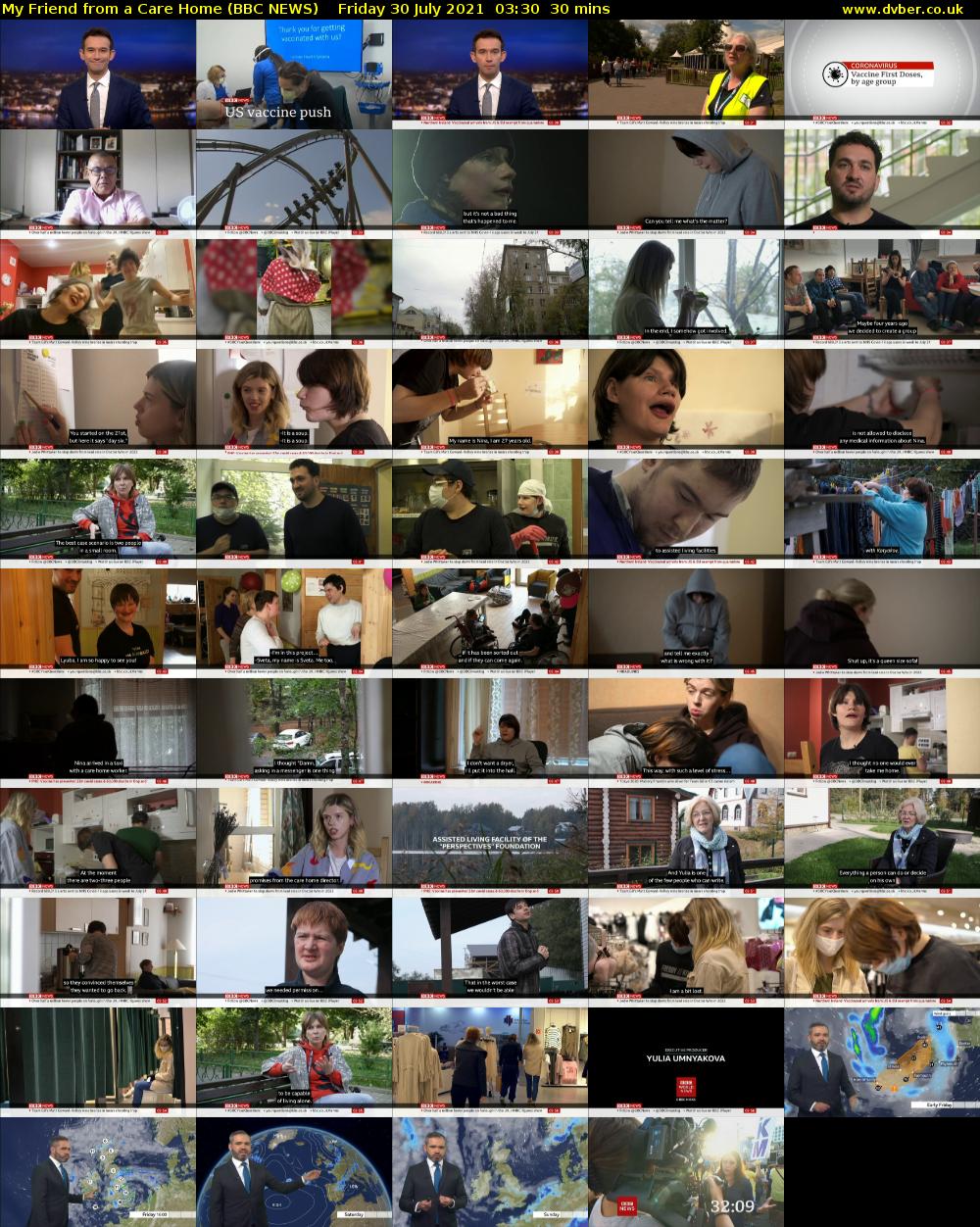 My Friend from a Care Home (BBC NEWS) Friday 30 July 2021 03:30 - 04:00