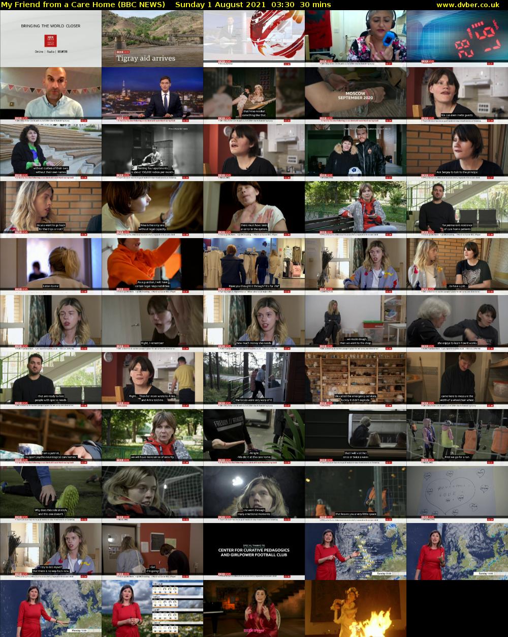 My Friend from a Care Home (BBC NEWS) Sunday 1 August 2021 03:30 - 04:00