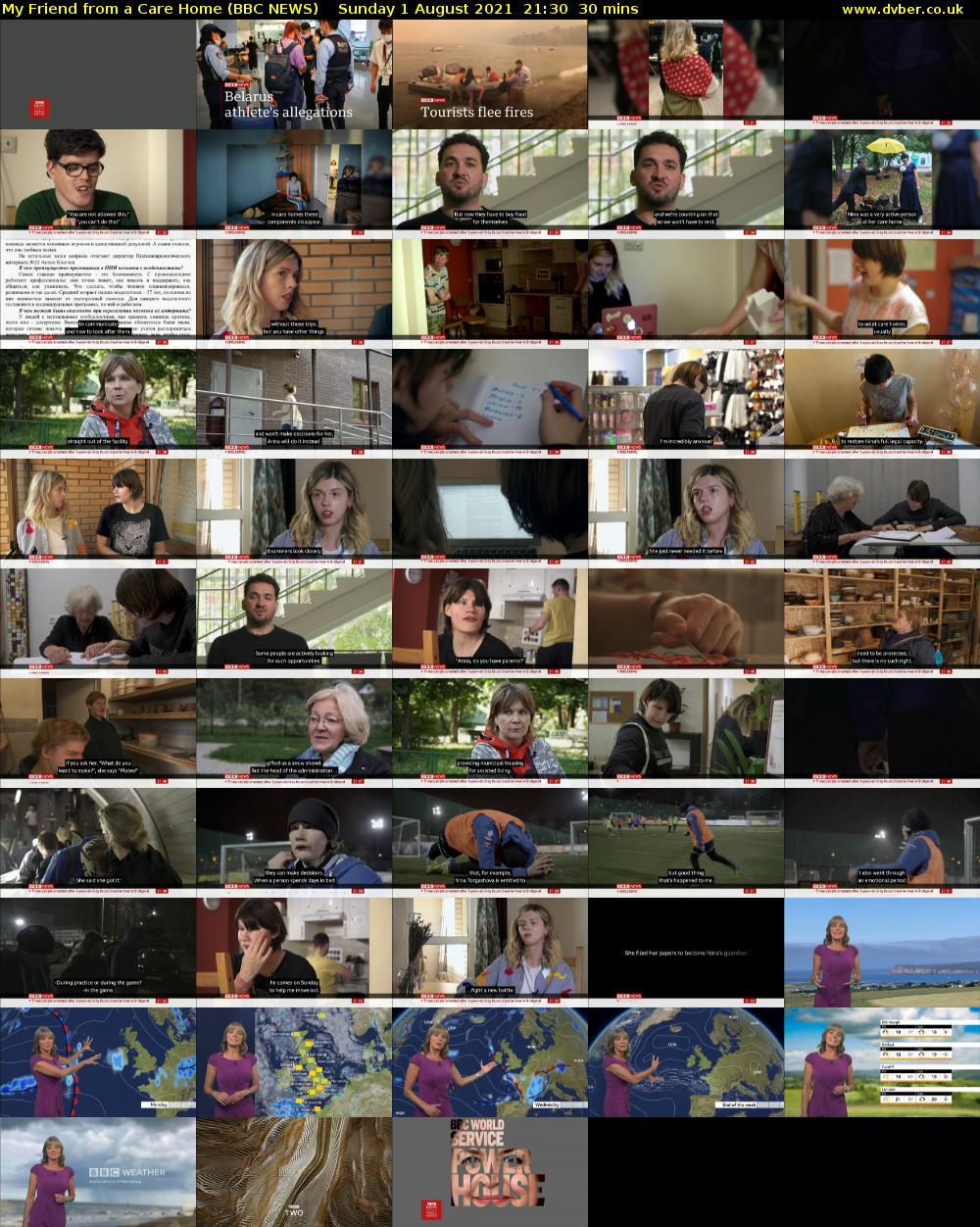 My Friend from a Care Home (BBC NEWS) Sunday 1 August 2021 21:30 - 22:00