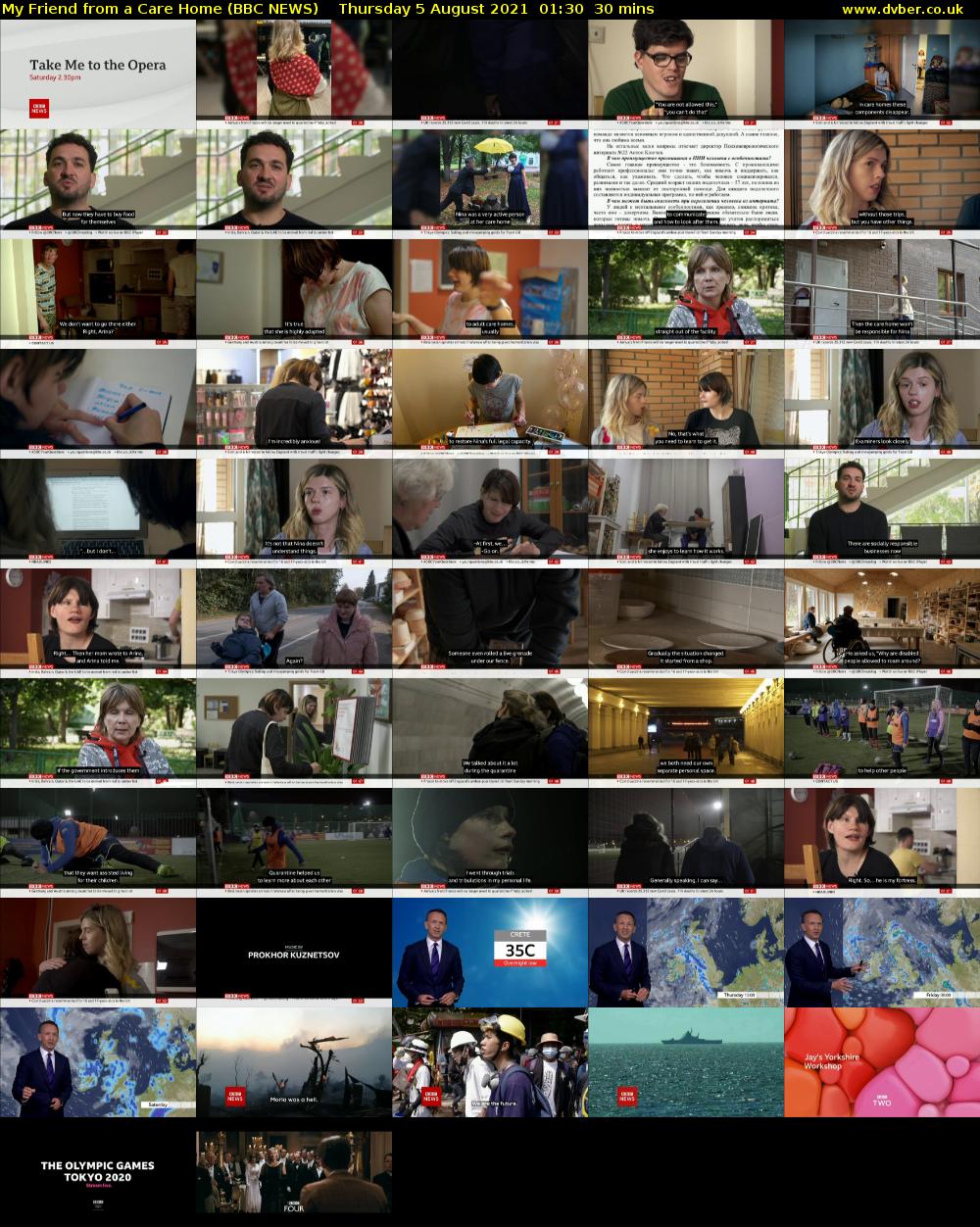 My Friend from a Care Home (BBC NEWS) Thursday 5 August 2021 01:30 - 02:00