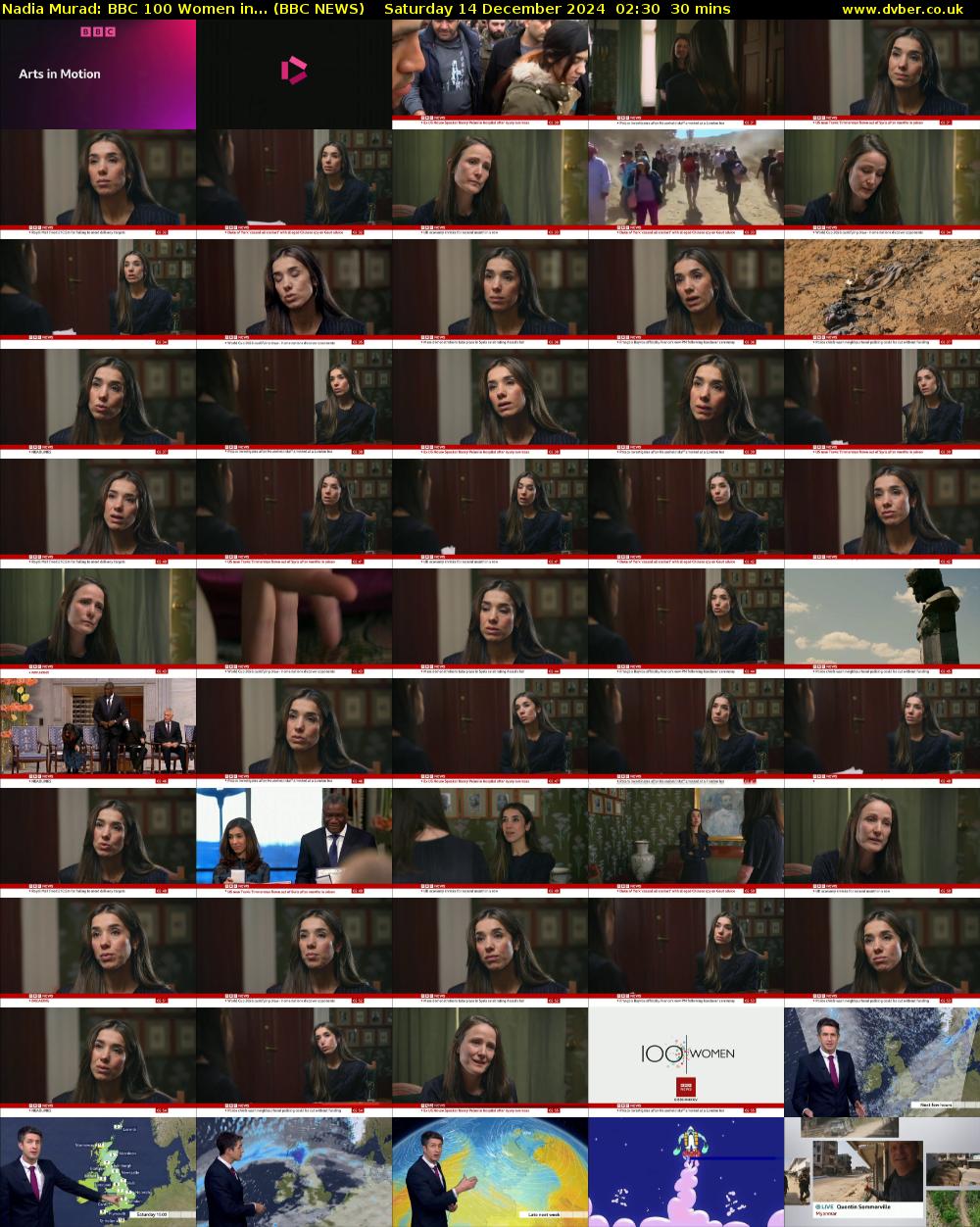 Nadia Murad: BBC 100 Women in... (BBC NEWS) Saturday 14 December 2024 02:30 - 03:00