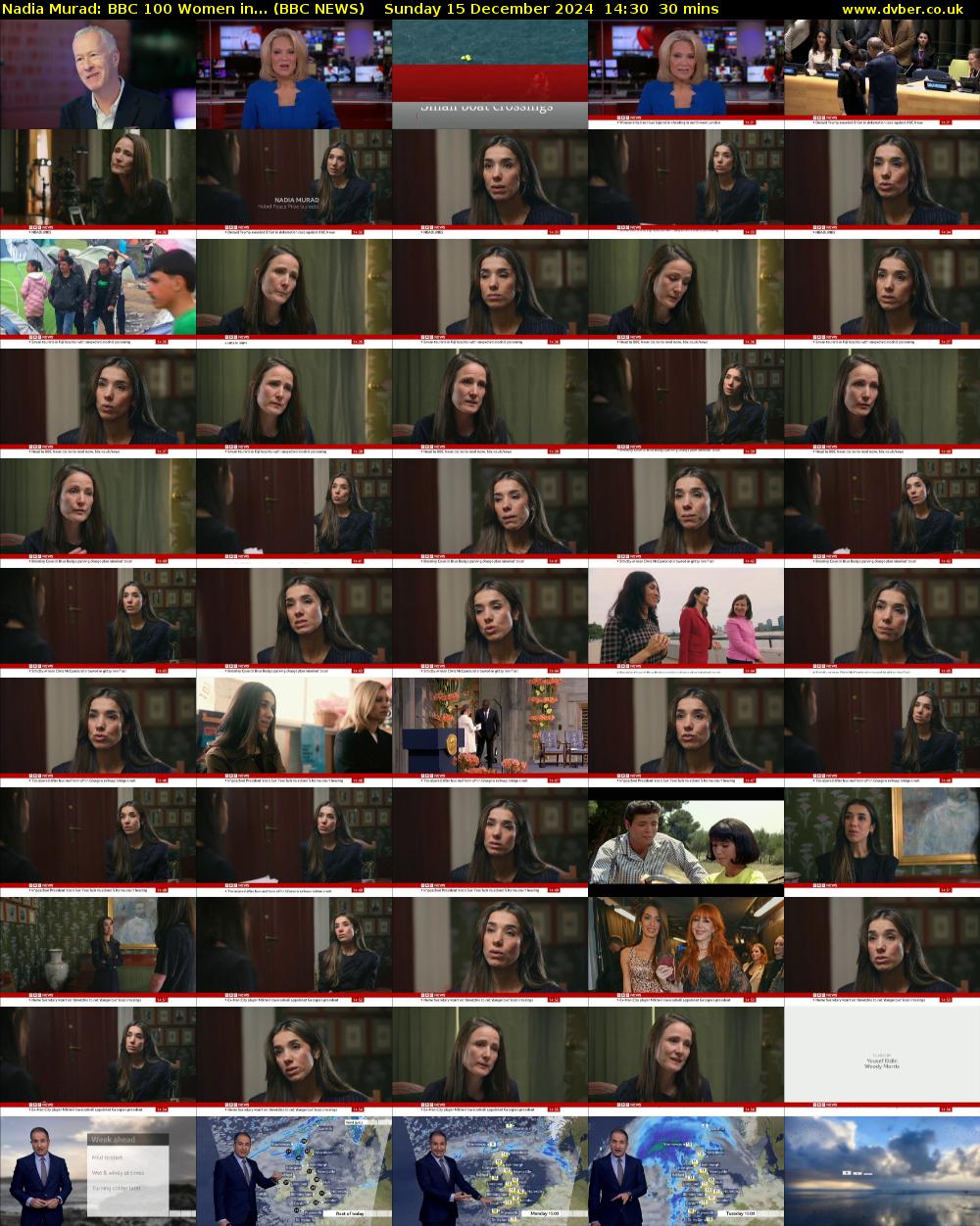 Nadia Murad: BBC 100 Women in... (BBC NEWS) Sunday 15 December 2024 14:30 - 15:00