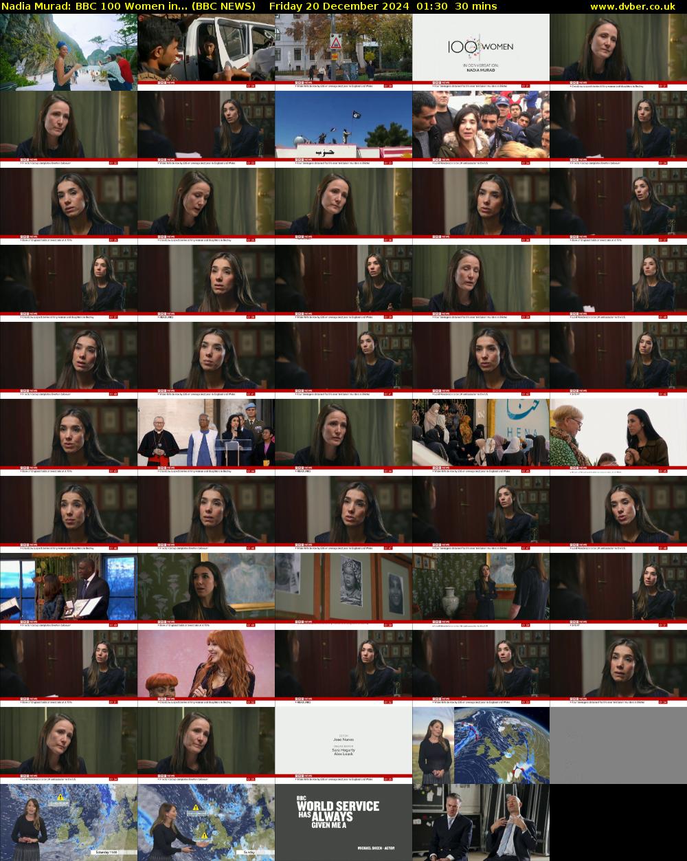 Nadia Murad: BBC 100 Women in... (BBC NEWS) Friday 20 December 2024 01:30 - 02:00