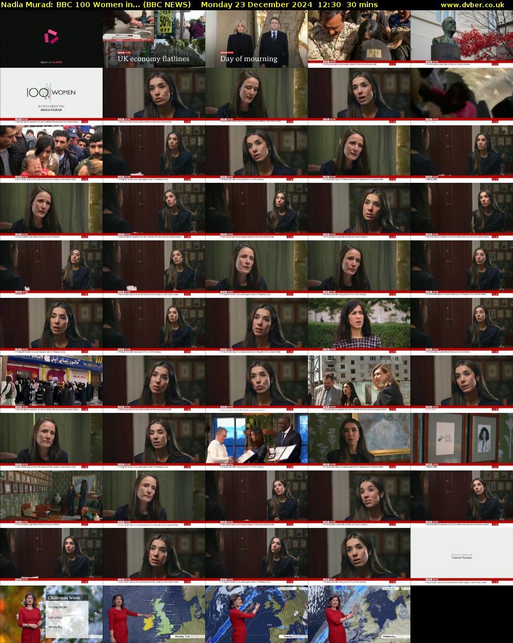 Nadia Murad: BBC 100 Women in... (BBC NEWS) Monday 23 December 2024 12:30 - 13:00