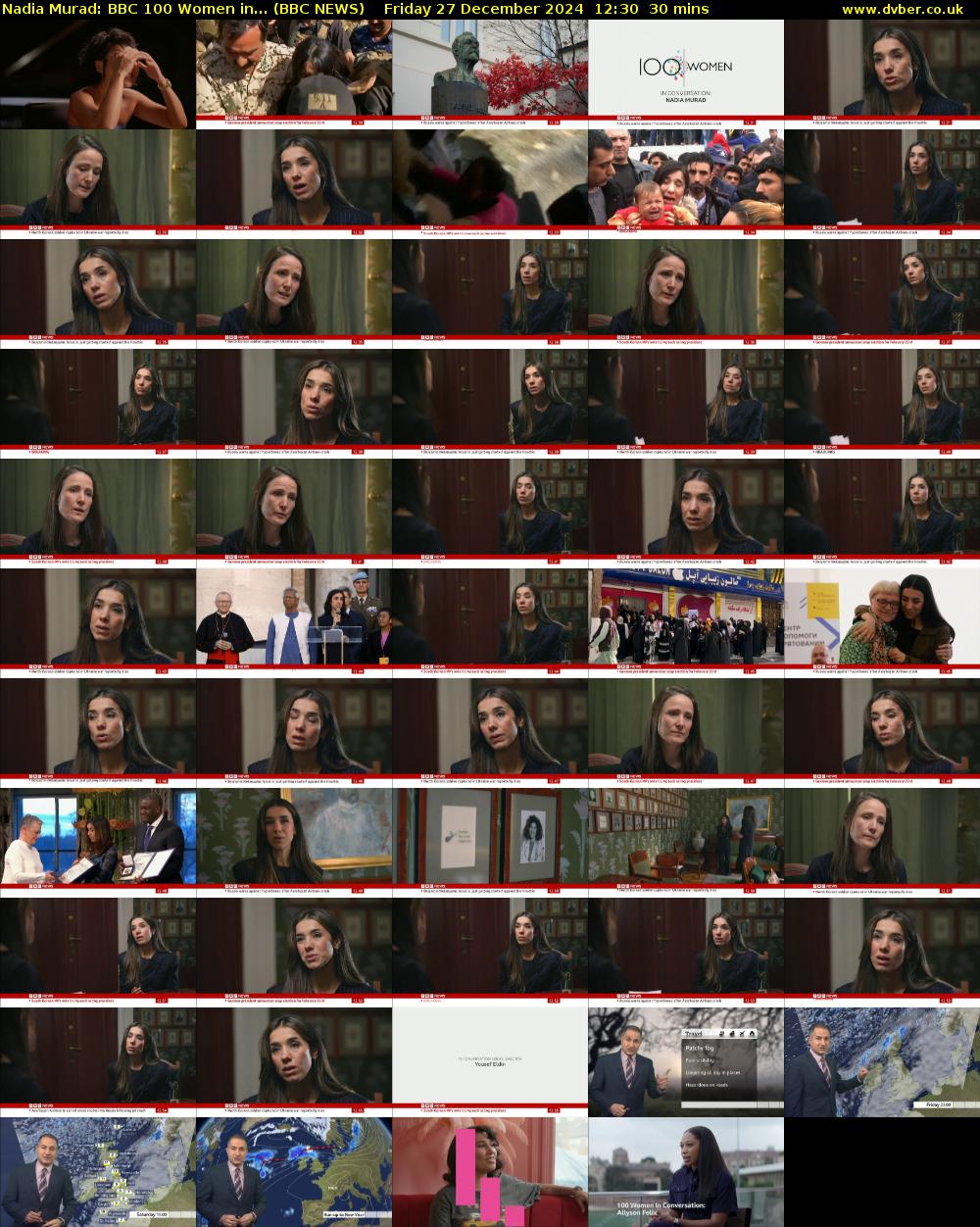 Nadia Murad: BBC 100 Women in... (BBC NEWS) Friday 27 December 2024 12:30 - 13:00