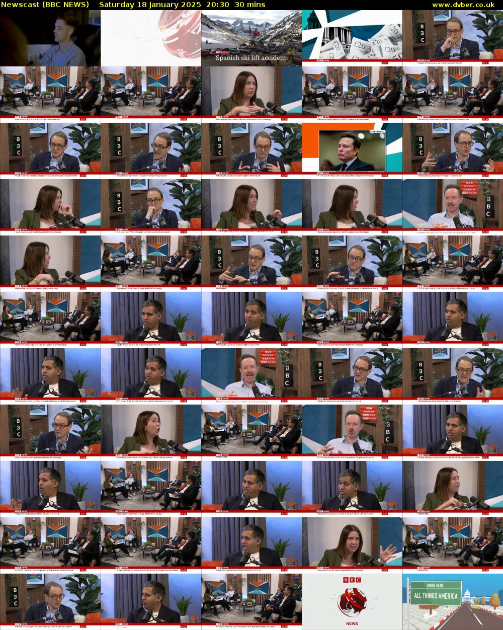 Newscast (BBC NEWS) Saturday 18 January 2025 20:30 - 21:00