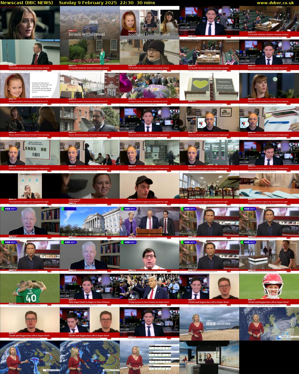 Newscast (BBC NEWS) Sunday 9 February 2025 22:30 - 23:00