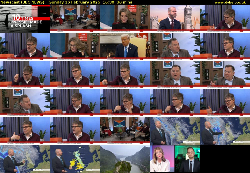 Newscast (BBC NEWS) Sunday 16 February 2025 16:30 - 17:00