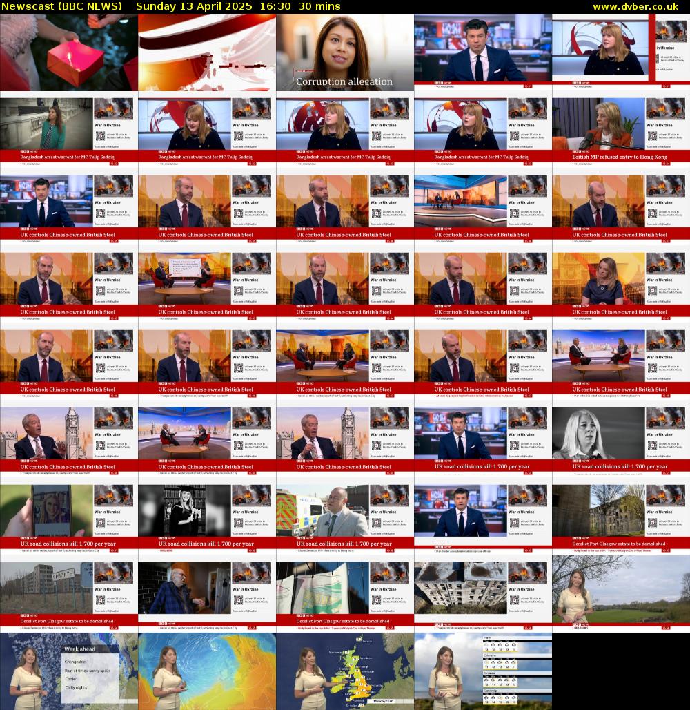 Newscast (BBC NEWS) Sunday 13 April 2025 16:30 - 17:00